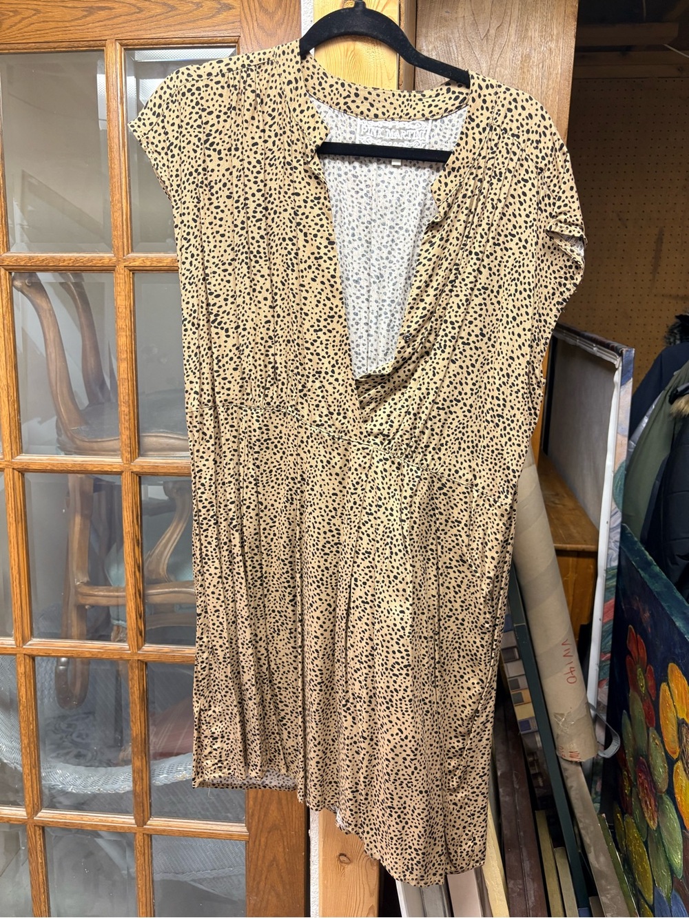 Pink Martini Beige and Black Dotted Wrap-Style Dress